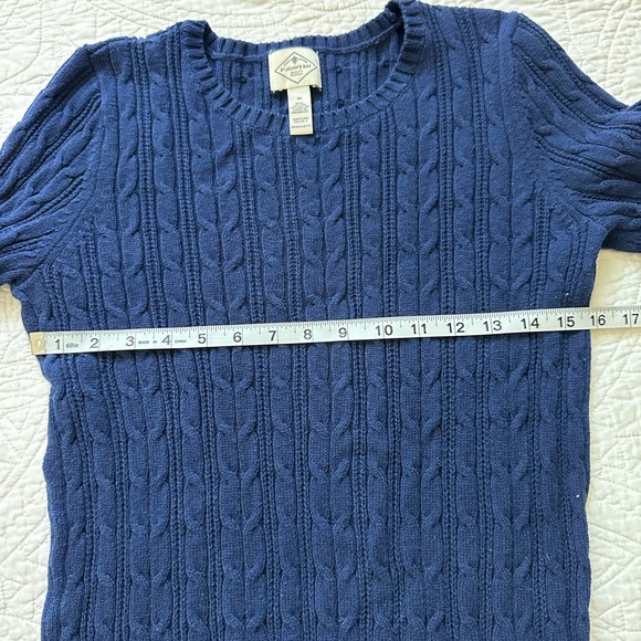 St. John's Bay Womens Crew Neck Long Sleeve Cable Knit Pullover Sweater Navy - Picture 4 of 5